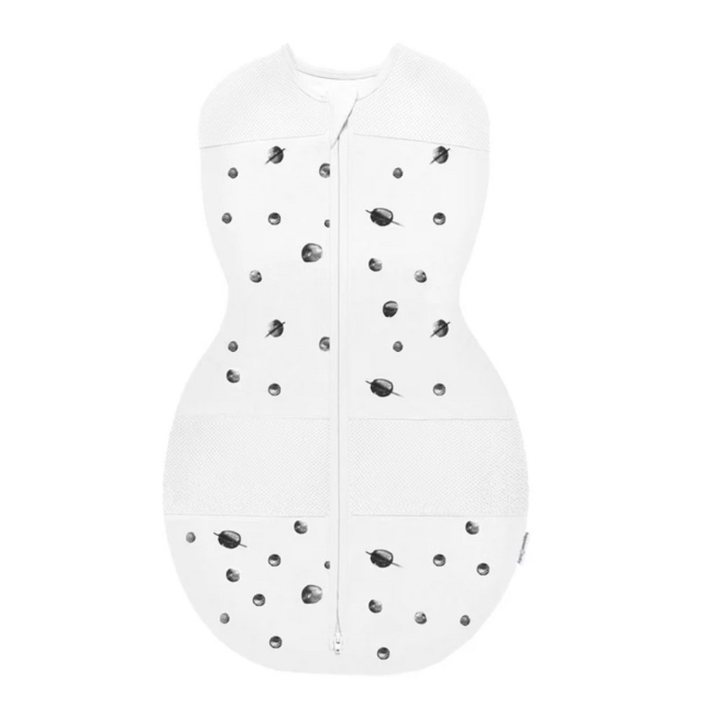 Snoo Sack Medium Month 2-4 White Swaddle with Planet Print